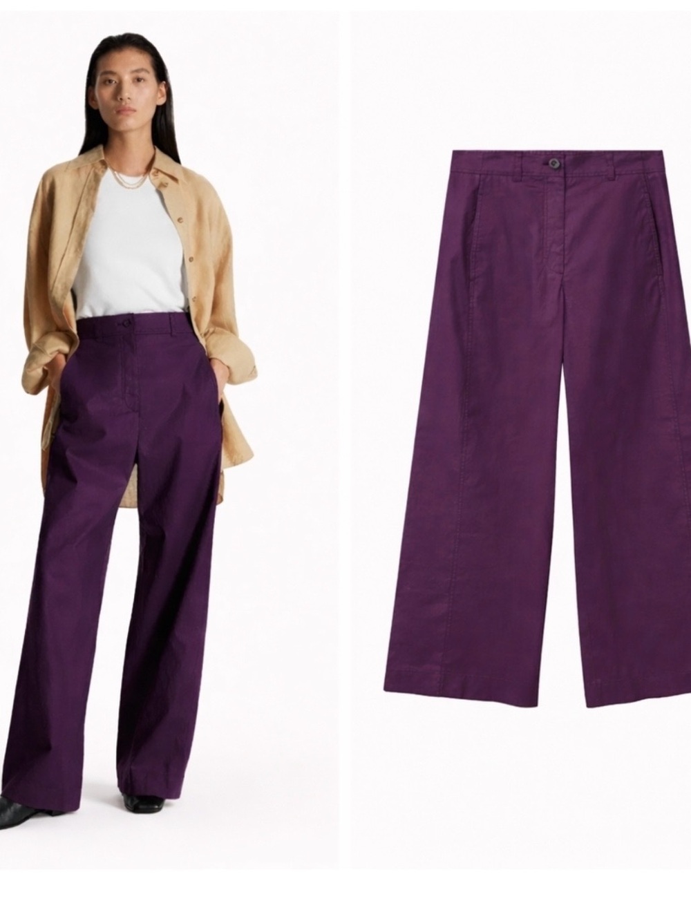 COS Wide-Leg Purple linen Pants